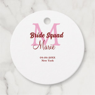 Étiquettes Cadeau Équipe de mariée ajouter nom monogramme demoiselle
