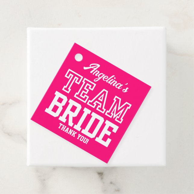 Étiquettes Cadeau Équipe Rose Chaud Mariée Enterrement de Vie de Jeu (En situation)