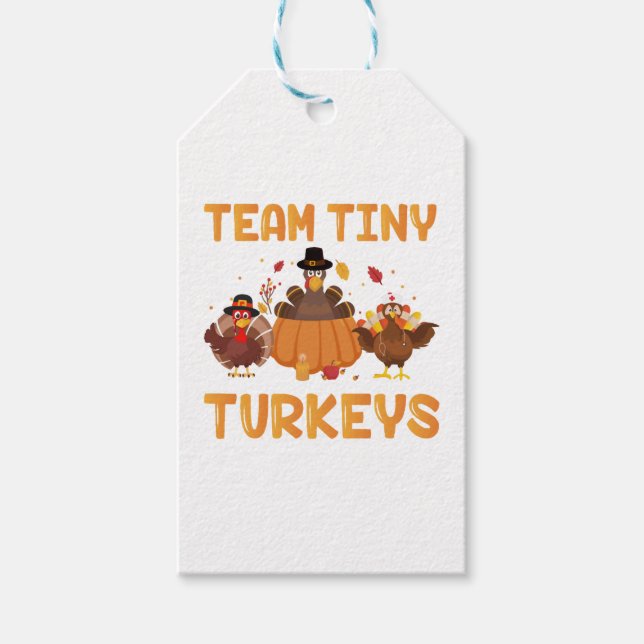 Étiquettes-cadeau Équipe Tiny Turkeys Cute Thanksgiving Day Nicu Nur (Devant)