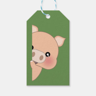 Étiquettes-cadeau Équitation drôle mignonne de porc - piaulant