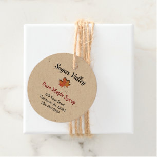 Étiquettes Cadeau Érable Feuille Cutout rond Sirop d'érable Hang Tag