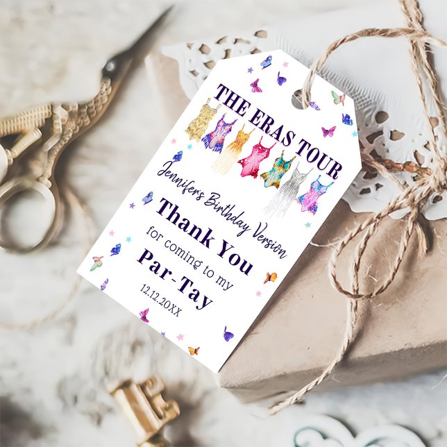 Étiquettes-cadeau Eras fête d'anniversaire papillons Merci (Créateur téléchargé)