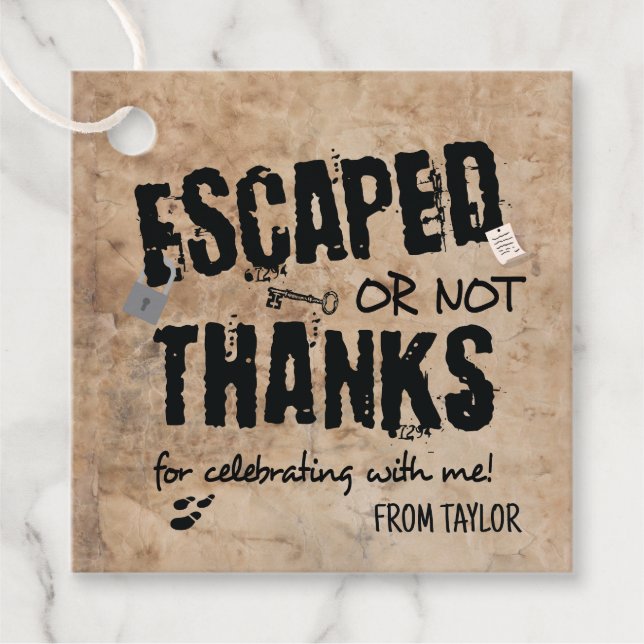 Étiquettes Cadeau Escape Room Anniversaire Merci de fête (Devant)