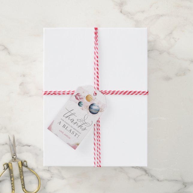 Étiquettes-cadeau Espace extra-atmosphérique Fille Anniversaire Gala (Avec de la ficelle)