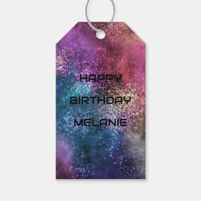 Étiquettes-cadeau Espace Galaxie Joyeux Anniversaire (Devant)