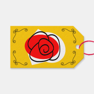 Étiquettes-cadeau Espagnol Rose coins Texte horizontal