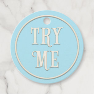 Étiquettes Cadeau "Essaie-moi" Wonderland Tea Party Blue Personnalis