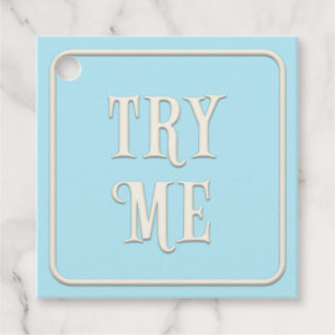 Étiquettes Cadeau "Essayez-moi" Victorian Tea Party Blue Carré perso