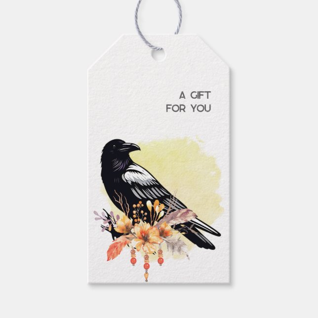 Étiquettes-cadeau Esthétique sombre gothique corbeau (Devant)