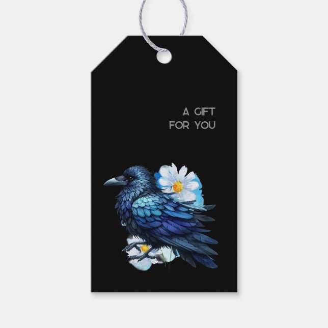 Étiquettes-cadeau Esthétique sombre gothique corbeau (Devant)