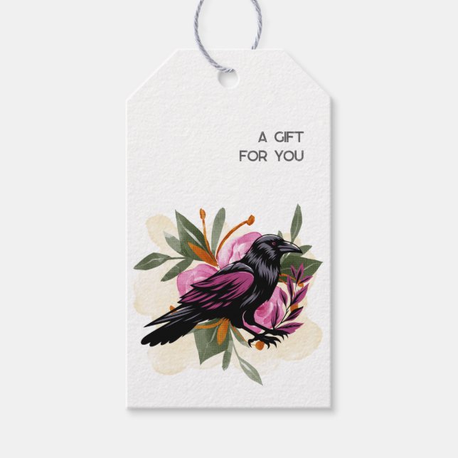 Étiquettes-cadeau Esthétique sombre gothique corbeau (Devant)