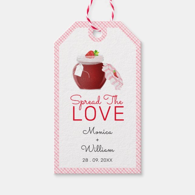 Étiquettes-cadeau Étaler la confiture de fraise Love | Balises Cadea (Devant)