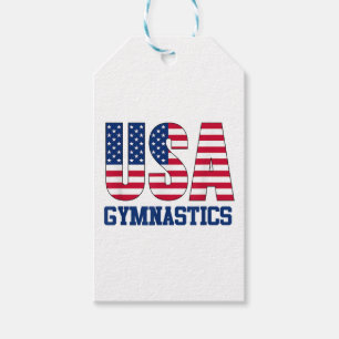 Étiquettes-cadeau Etats-Unis avec drapeau américain Gymnastique Spor