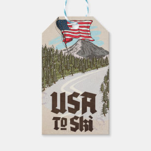 Étiquettes-cadeau États-Unis pour skier