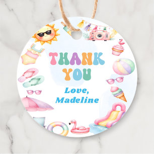 Étiquettes Cadeau Été Editable Splish Splash Anniversaire Merci