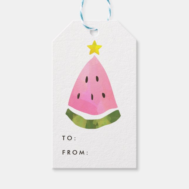 Étiquettes-cadeau Été Watermelon Noël Noël Noël Arbre cadeau Balise (Devant)