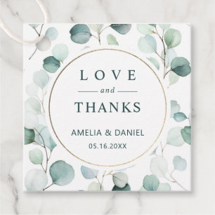 Étiquettes Cadeau Ethereal Eucalyptus Merci Mariage vert