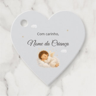 Étiquettes Cadeau Etiqueta Coração Lembrancinha de Batizado Anjinho