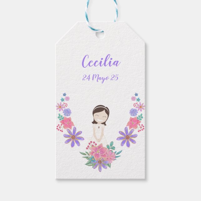 Étiquettes-cadeau Etiqueta de colgar Primera Comunión CECILIA (Devant)