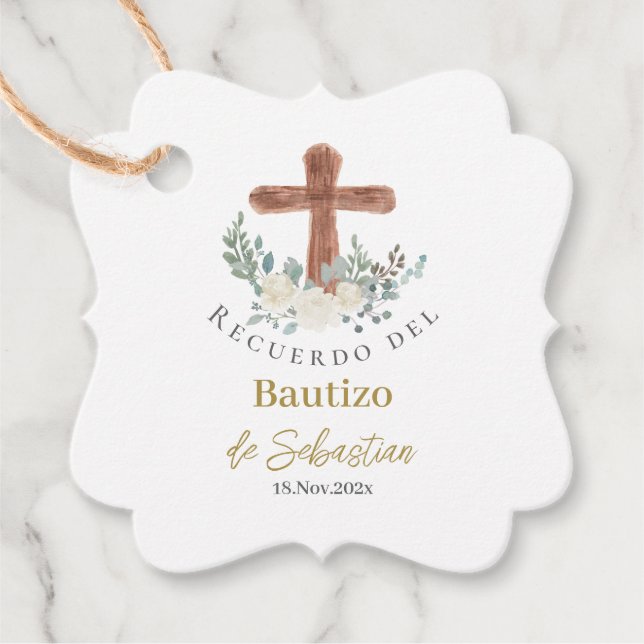 Étiquettes Cadeau Etiqueta para recuerdos de Bautizo (Devant)