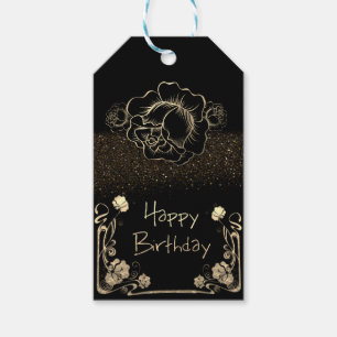 Étiquettes-cadeau etiqueta para regalo con rosas doradas