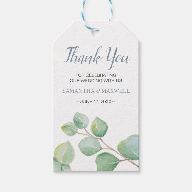 Étiquettes-cadeau Étiquette-cadeau Aquarelle Eucalyptus Favoriser (Devant)