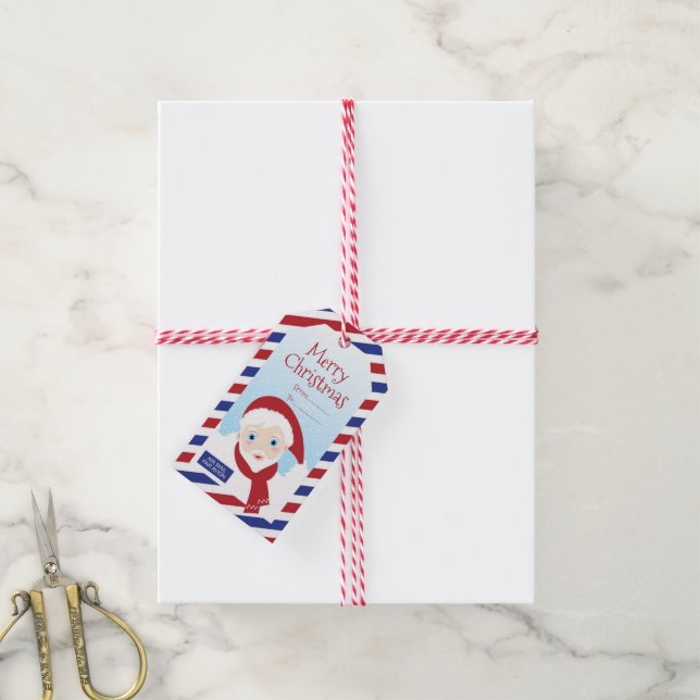 Étiquettes-cadeau Étiquette-cadeau Christmas Air Mail avec Père Noël (Avec de la ficelle)