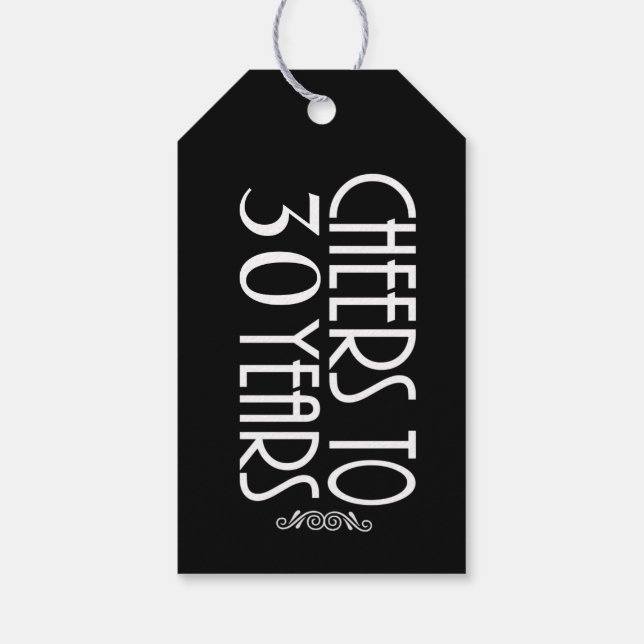 Étiquettes-cadeau Étiquette-cadeau d'anniversaire noire 30e ou N'IMP (Dos)