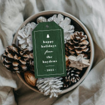 Étiquette-cadeau de Noël en bois vert rustique