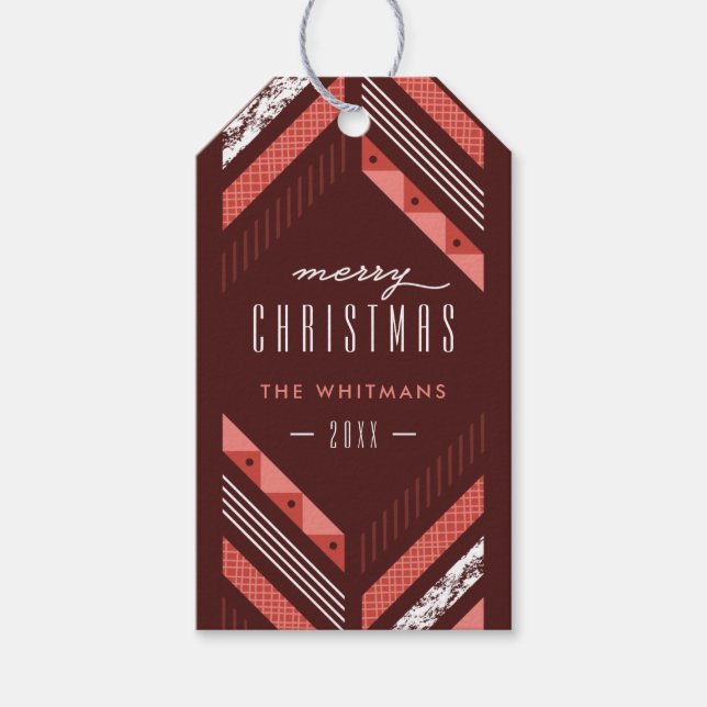 Étiquettes-cadeau Étiquette-cadeau de vacances à motif à chevrons -  (Devant)