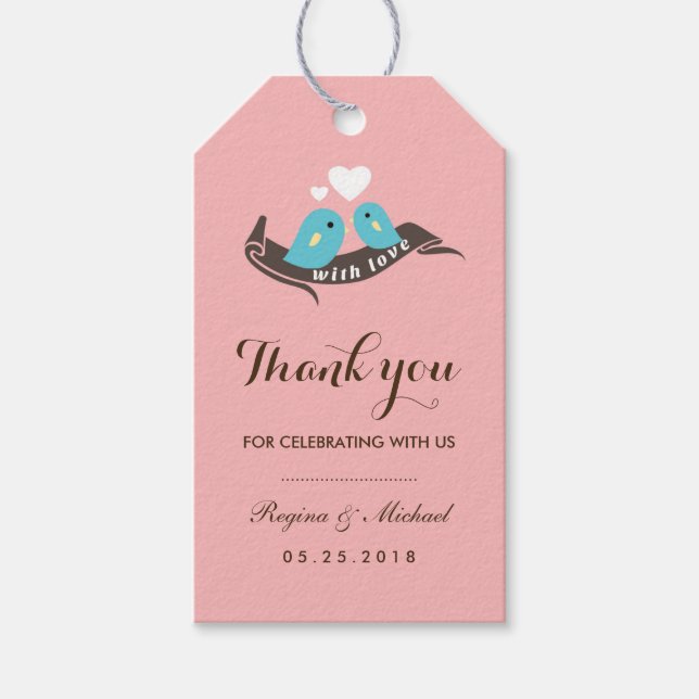 Étiquettes-cadeau Étiquette-cadeau Mariage de petit coeur rose (Devant)