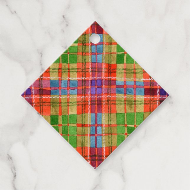 Étiquettes Cadeau Étiquettes-cadeaux en diamant MAC RAE TARTAN (Devant)