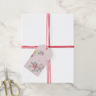 Étiquettes-cadeau Étiquettes-cadeaux florales de rose aquarelle rose