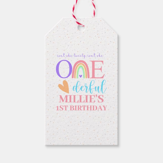 Étiquettes-cadeau Étiquettes-cadeaux personnalisées pastel arc-en-ci (Devant)