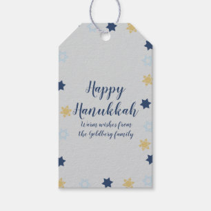 Étiquettes-cadeau Étoile de David   Cute Blue et Gold Hanoukka