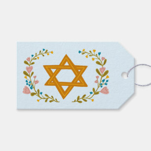 Étiquettes-cadeau Étoile de David Hanukkah Floral Personnalisé Dessi