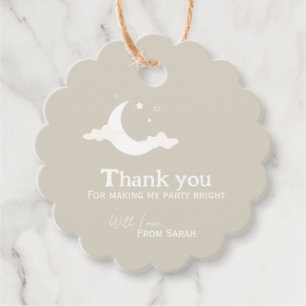 Étiquettes Cadeau Étoile de lune rétro de Baby shower de Merci perso