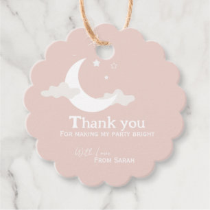 Étiquettes Cadeau Étoile de lune rétro de Baby shower de Merci perso