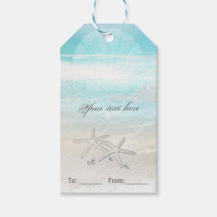 Étiquettes-cadeau Étoile de mer blanche de plage, élégant cadeau de