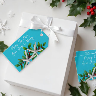 Étiquettes Cadeau Étoile de Mer de Noël de Blue Be
