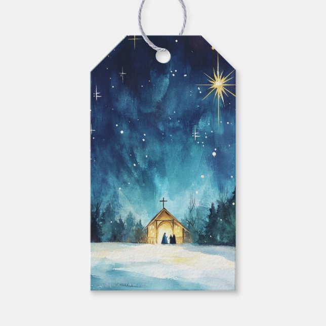 Étiquettes-cadeau Étoile de Noël radieuse sur Bethléem (Devant)