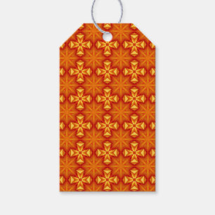 Étiquettes-cadeau Étoile, feu, croix, motif orange et jaune