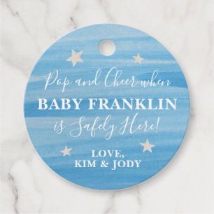 Étiquettes Cadeau Étoiles Bleues Et Argent Pop It When She Pops