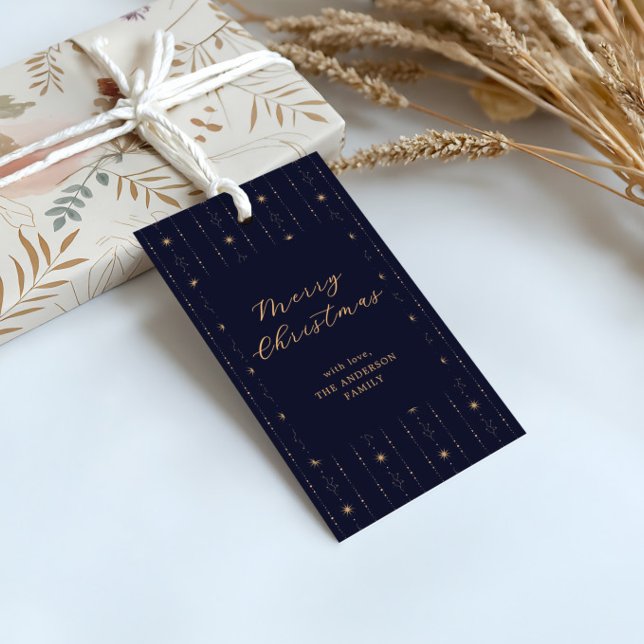 Étiquettes-cadeau Étoiles Bleues Et Or Joyeux Noël (Créateur téléchargé)
