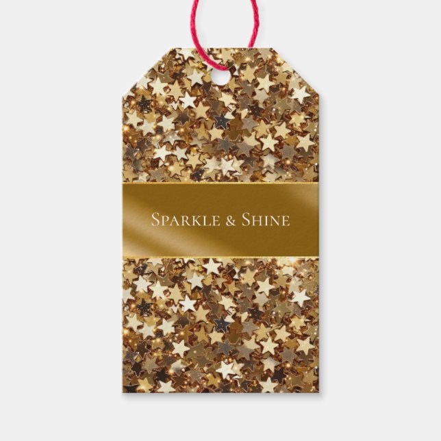 Étiquettes-cadeau Étoiles d'étincelles d'or (Devant)