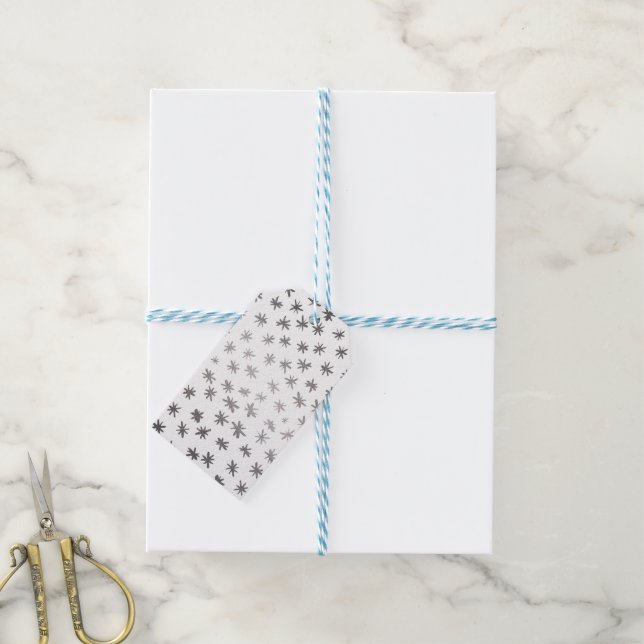 Étiquettes-cadeau étoiles métalliques - argent (With Twine)