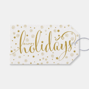 Étiquettes-cadeau Étoiles & Snowflakes Happy Holidays Balise cadeau