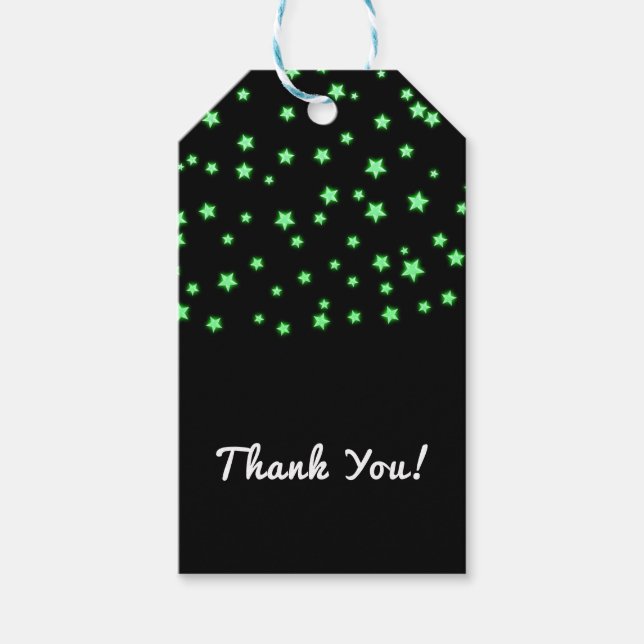 Étiquettes-cadeau Étoiles vertes Fête Anniversaire Personnalisé Favo (Devant)