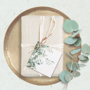 Étiquettes Cadeau Eucalyptus Aquarelle Script Mariage Merci Fav