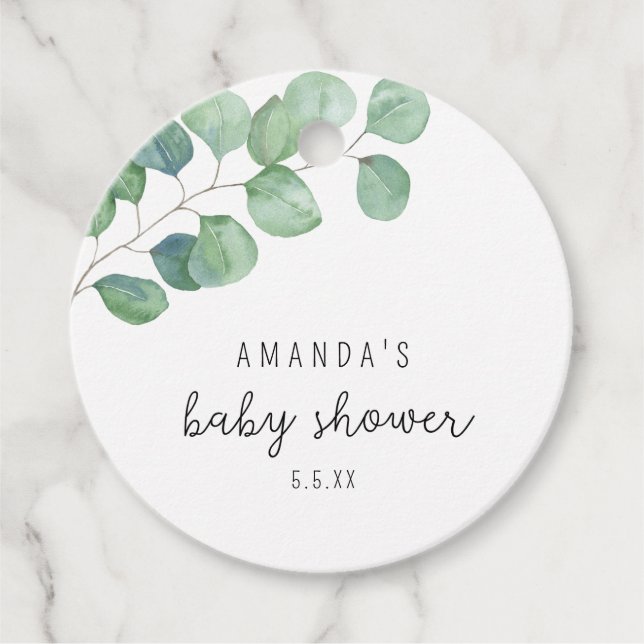 Étiquettes Cadeau Eucalyptus - baby shower (Devant)